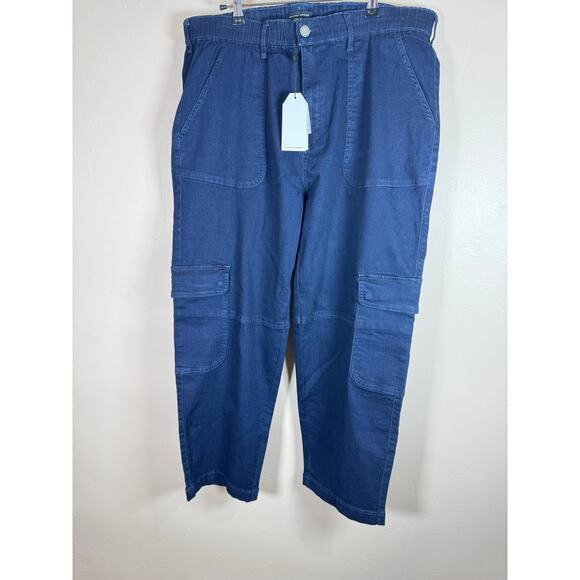 NWT Universal Standard Cargo Pants Blue Twill Navy Wide Leg 14/16 - Picture 1 of 7
